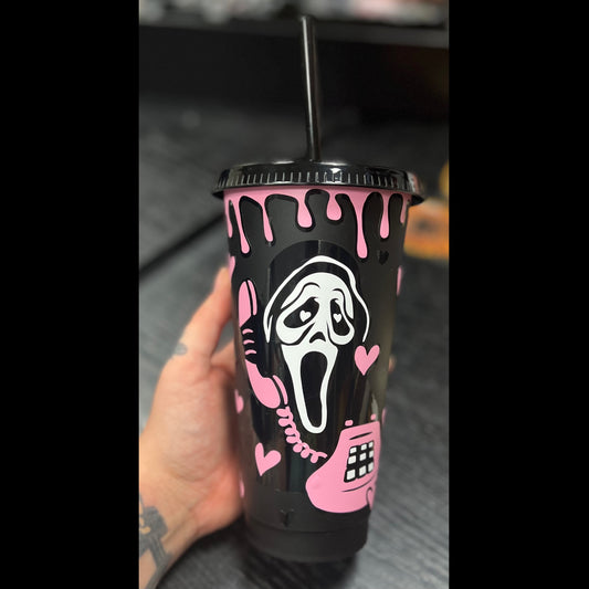 Ghost face horror 24oz reusable cold cup