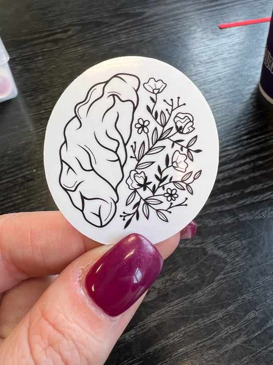 Aesthetic brain, mental health sticker